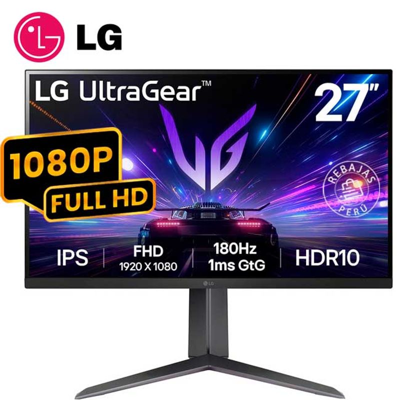 LG - Monitor LG UltraGear 27GS65F-B 27 FHD IPS 180Hz 1ms HDR10 G-SYNC