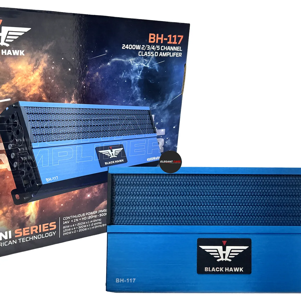 BLACK HAWK - Amplificador Digital Black Hawk Azul 5 Canales 2400w