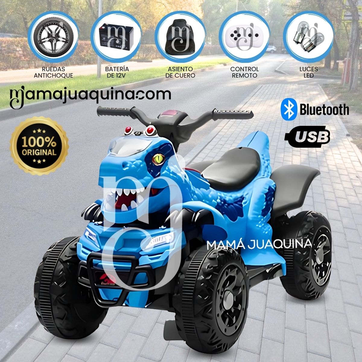 BEAUTIFUL - Cuatrimoto Mini a Batería para Niños «REX» Control Remoto Blue