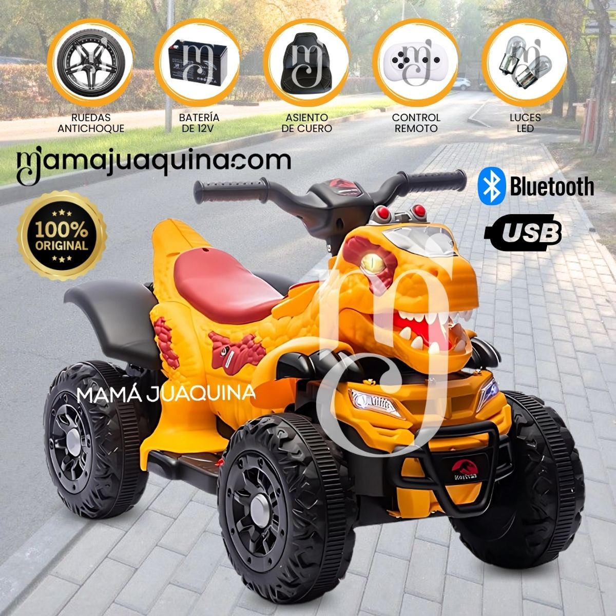 BEAUTIFUL - Cuatrimoto Mini a Batería para Niños «REX» Control Remoto Orange