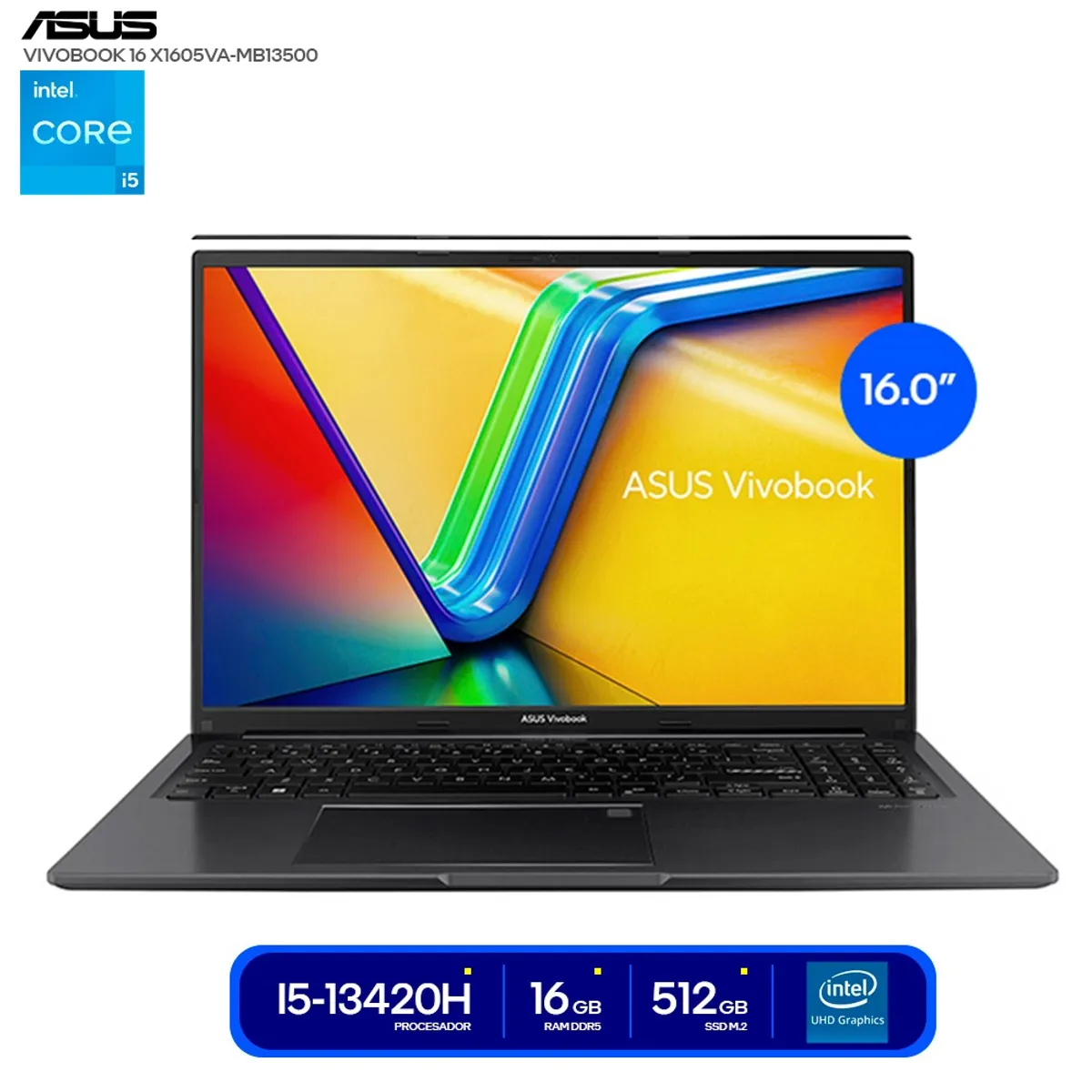 ASUS - Notebook Asus Vivobook 16 90NB10N3-M01S90 WUXGA IPS Core i5-13420H 2146GHz 16GB