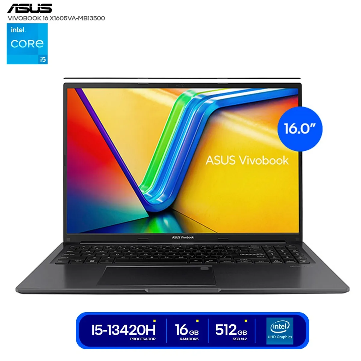 ASUS - Notebook Asus Vivobook 16 90NB10N3-M01S90 WUXGA IPS Core i5-13420H 2146GHz 16GB