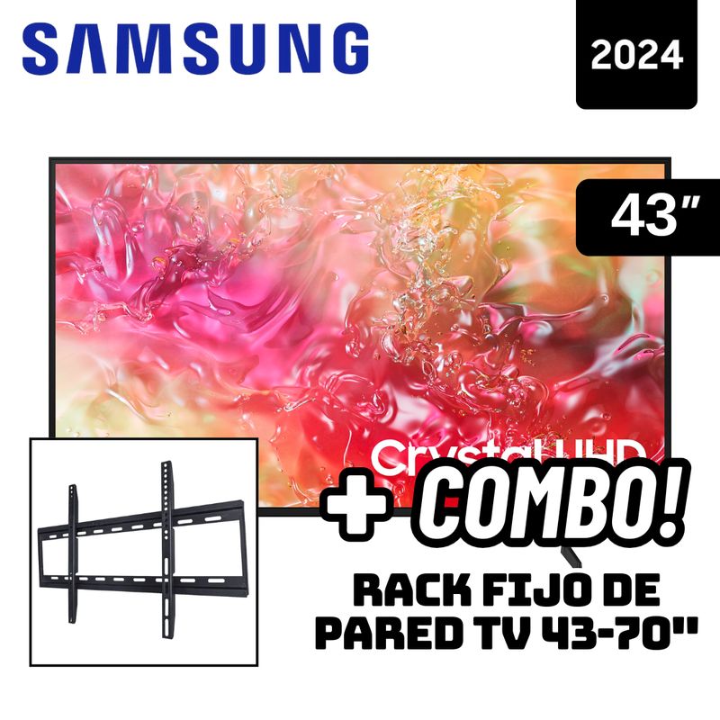 SAMSUNG - TELEVISOR SAMSUNG 43 SMART TV TIZEN OS 4K CRYSTAL UHD LED - UN43DU7000GXPE + RACK FIJO
