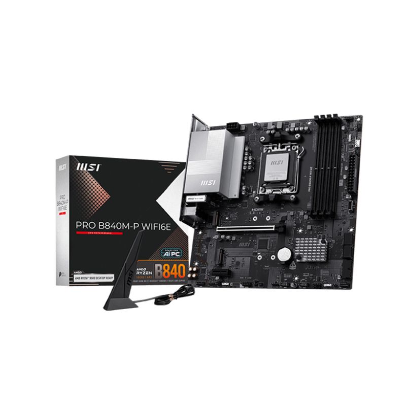 MSI - Placa Base MSI B840M Gaming WiFi 6E Micro ATX DDR5 Rendimiento Rápi