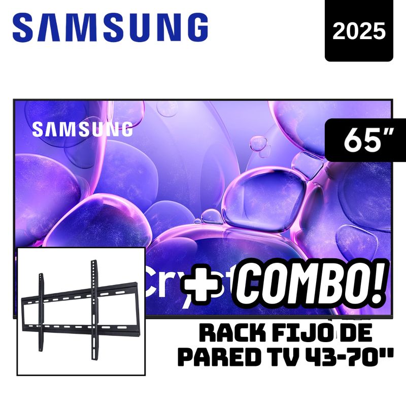 SAMSUNG - TELEVISOR SAMSUNG 65 SMART TV TIZEN OS 4K CRYSTAL UHD LED 2025 - UN65U8000FGXPE + RACK FIJO