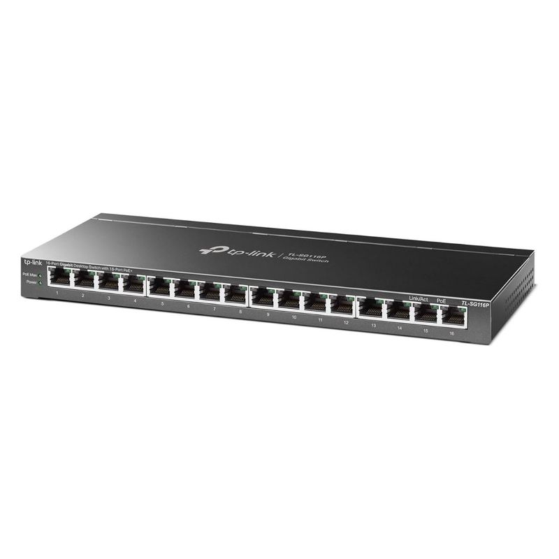 TP LINK - TP-Link - Switch TL-SG116P de 16 Puertos Gigabit (16 Puertos PoE+)