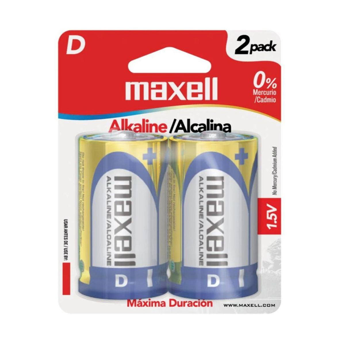 MAXELL - Batería Alcalina Maxell Lr20 D De 1.5V - Paquete De 2, Potente Y Duradera Para Dispositivo