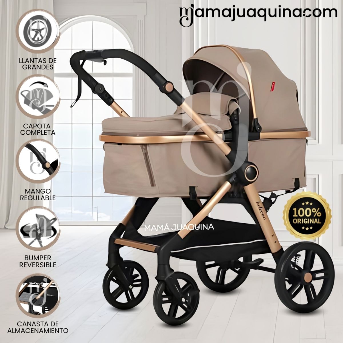 Baby - Coche Moisés Travel System «KYLIE» de Lujo Beige