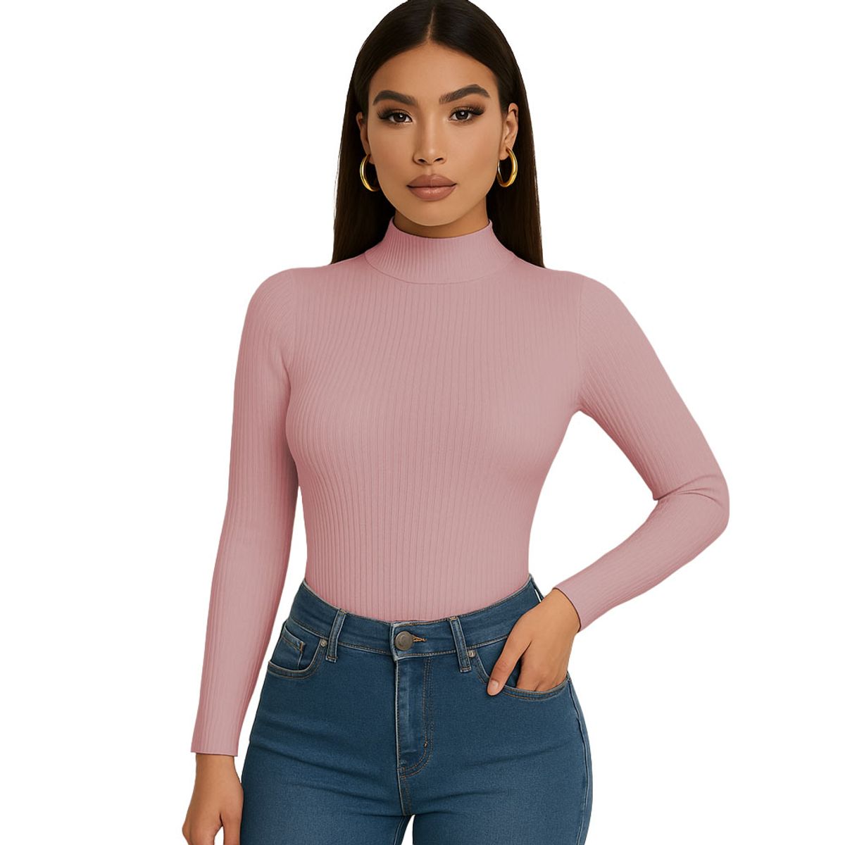 GENERICO - Polo Mujer Cafarena Manga Larga Rib Grueso Tic-13 Color Api