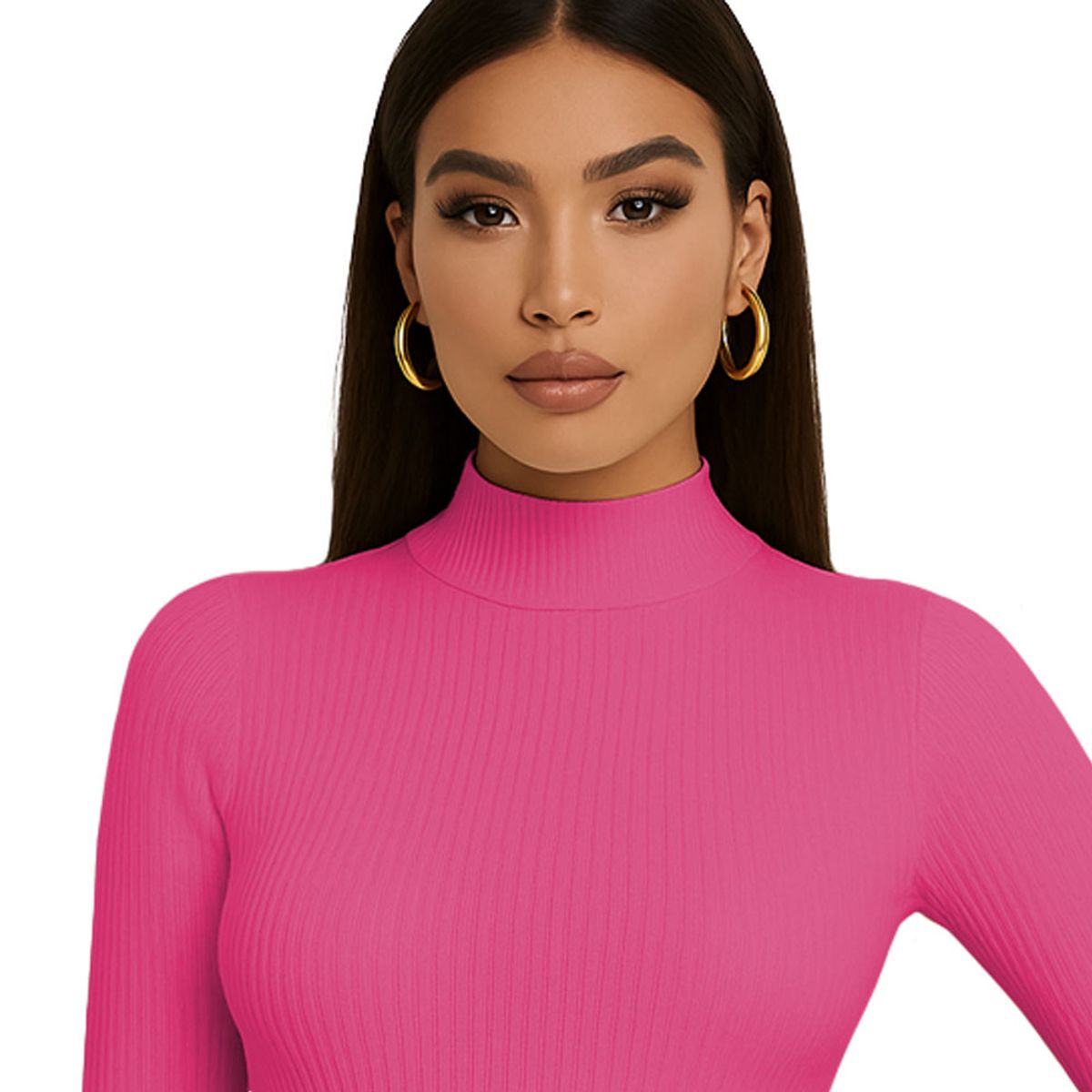 GENERICO - Polo Mujer Cafarena Manga Larga Rib Grueso Tic-13 Color Salmon