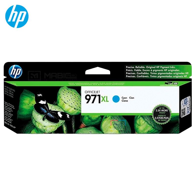 HP - Cartucho de Tinta HP 971XL Cian CN626AM OfficeJet Pro X476DW X451DW Original
