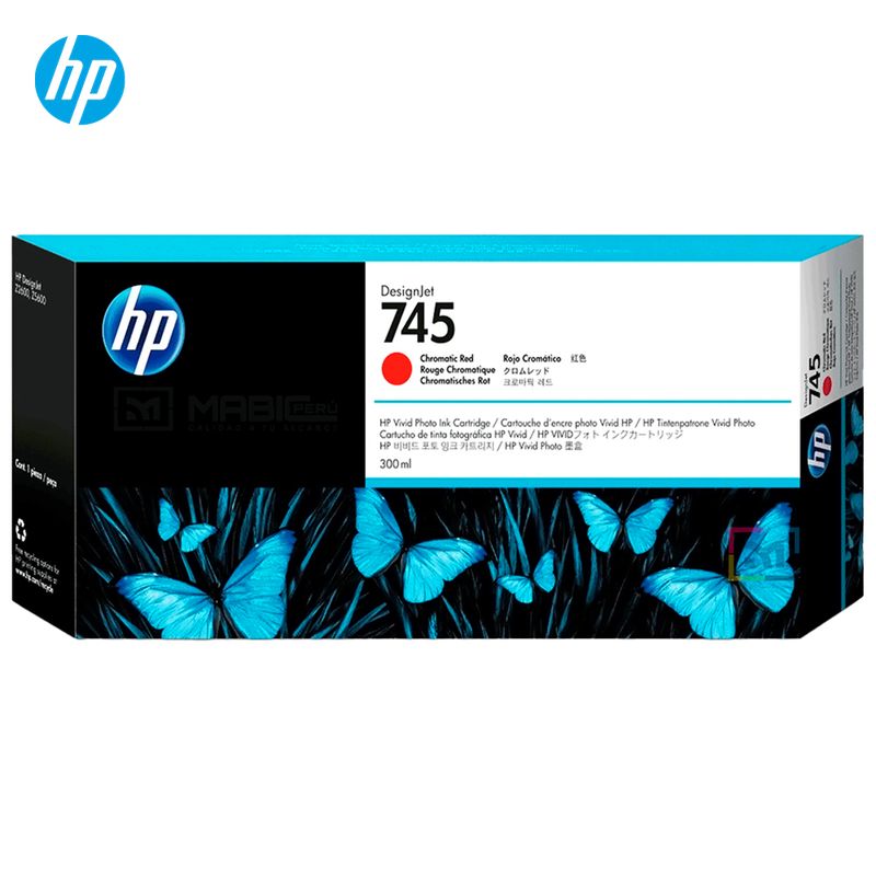 HP - Cartucho de Tinta HP 745 Rojo Cromático F9K06A DesignJet Z2600 Z5600 Original - 300ml