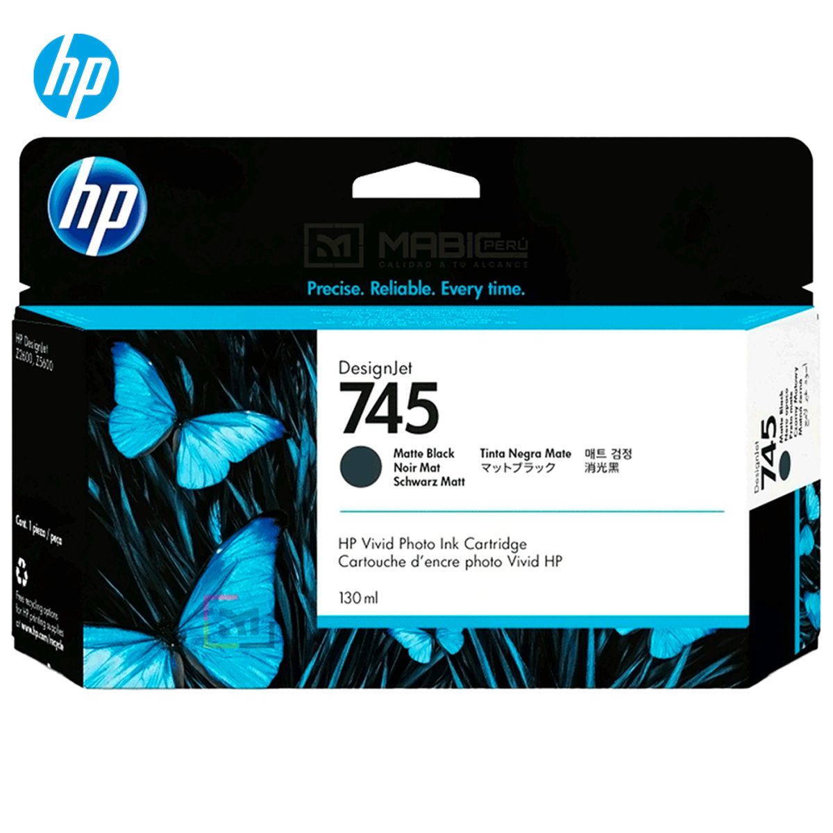 HP - Cartucho de Tinta HP 745 Negro Mate F9J99A DesignJet Z2600 Z5600 Original - 130ml