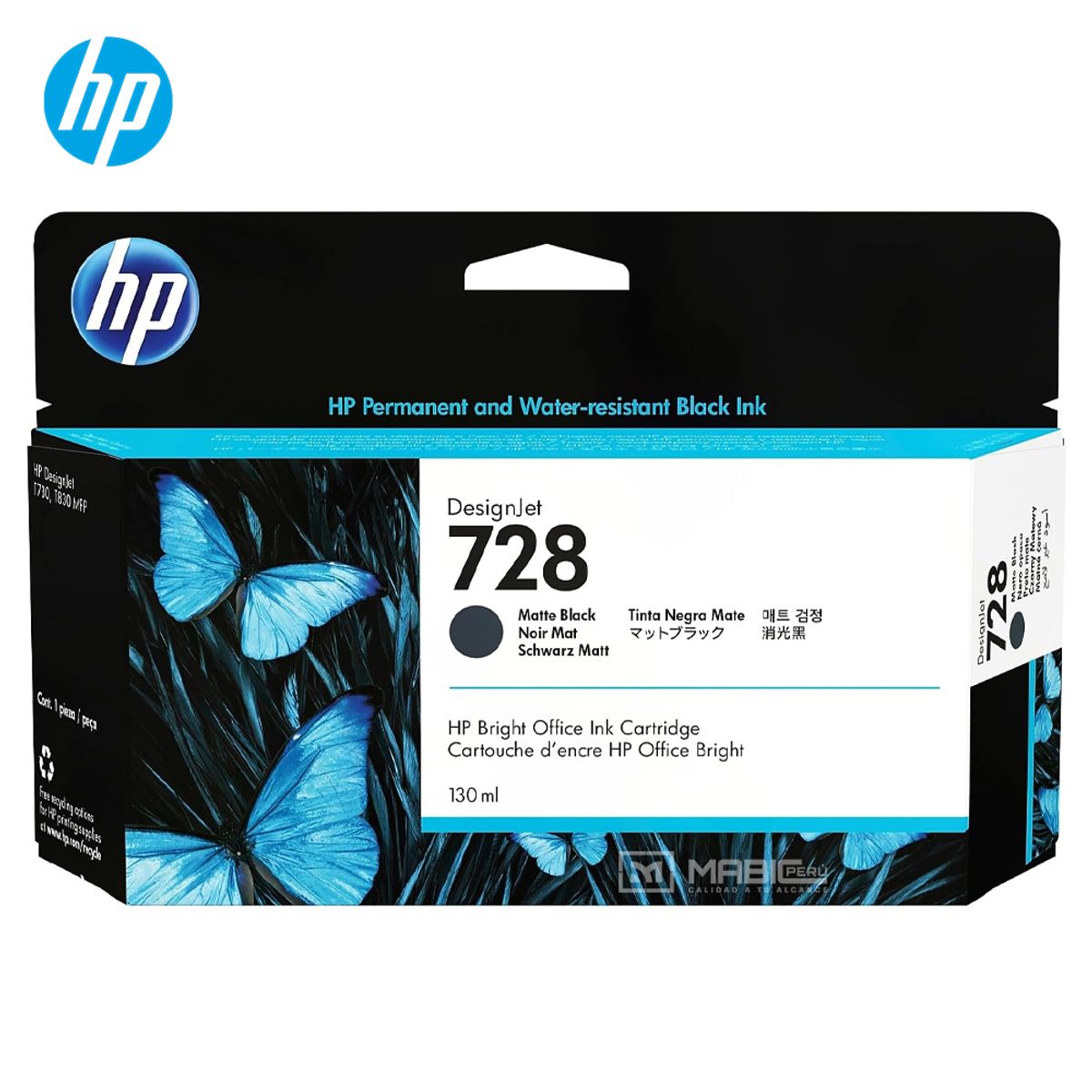 HP - Cartucho de Tinta HP 728 Negro Mate 3WX25A DesignJet T730 T830 Original - 130ml