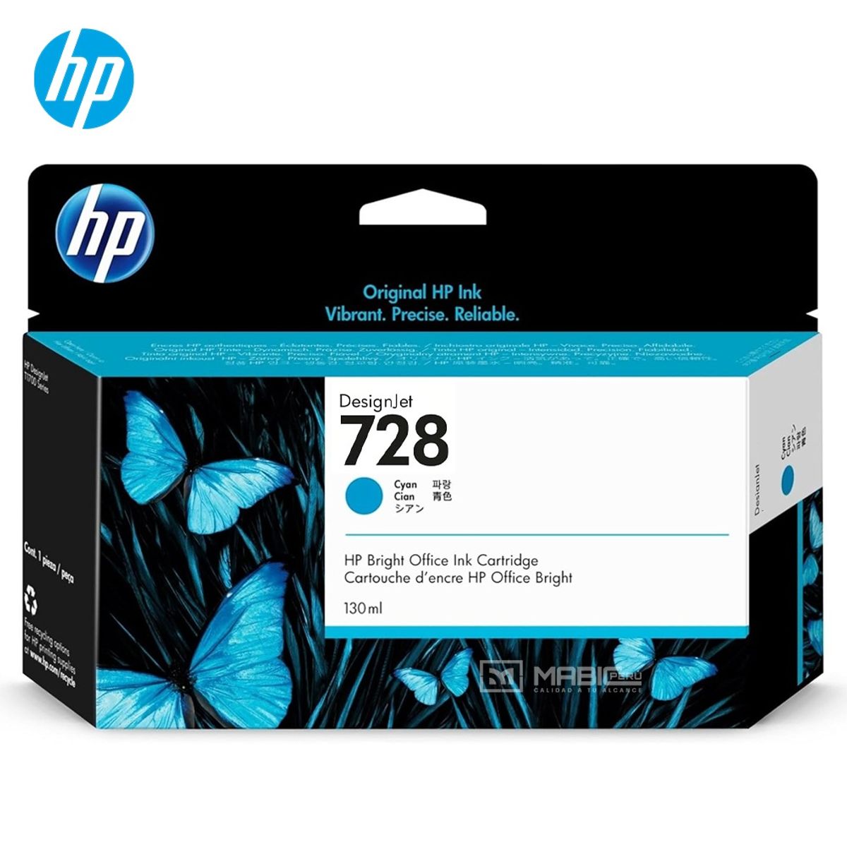 HP - Cartucho de Tinta HP 728 Cian F9J67A DesignJet T730 T830 Original - 130ml