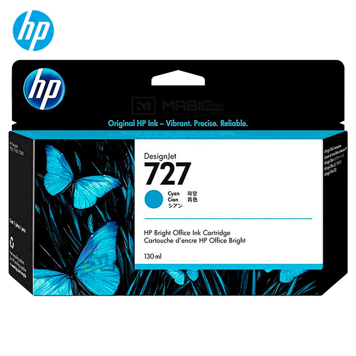 HP - Cartucho de Tinta HP 727 Cian B3P19A DesignJet T2500 T930 Original - 130ml