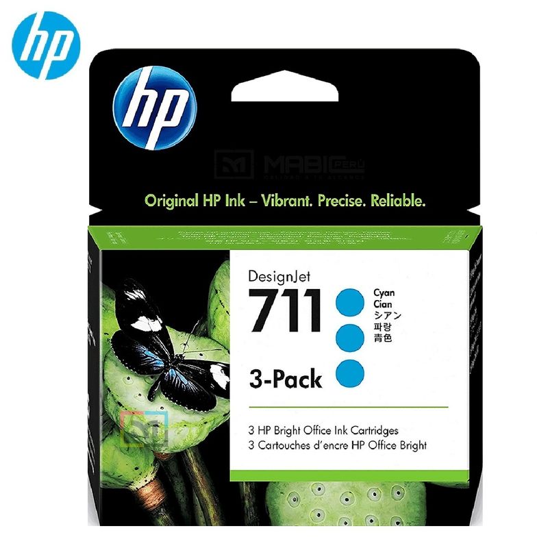 HP - Cartucho de Tinta HP 711 3Pack Cian CZ134A DesignJet T120 T520 T530 - 29ml