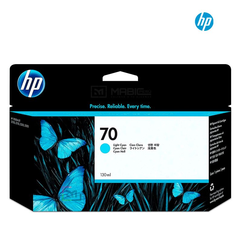 HP - Cartucho de Tinta HP 70 Cian Claro C9452A DesignJet Z2100 Original - 130ml