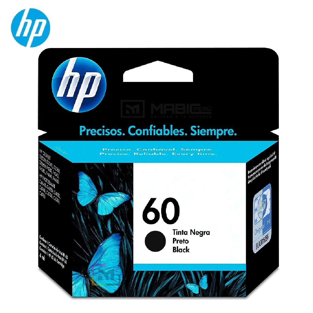 HP - Cartucho de Tinta HP 60 Negro CC640WL OfficeJet J4580 J4648 Original
