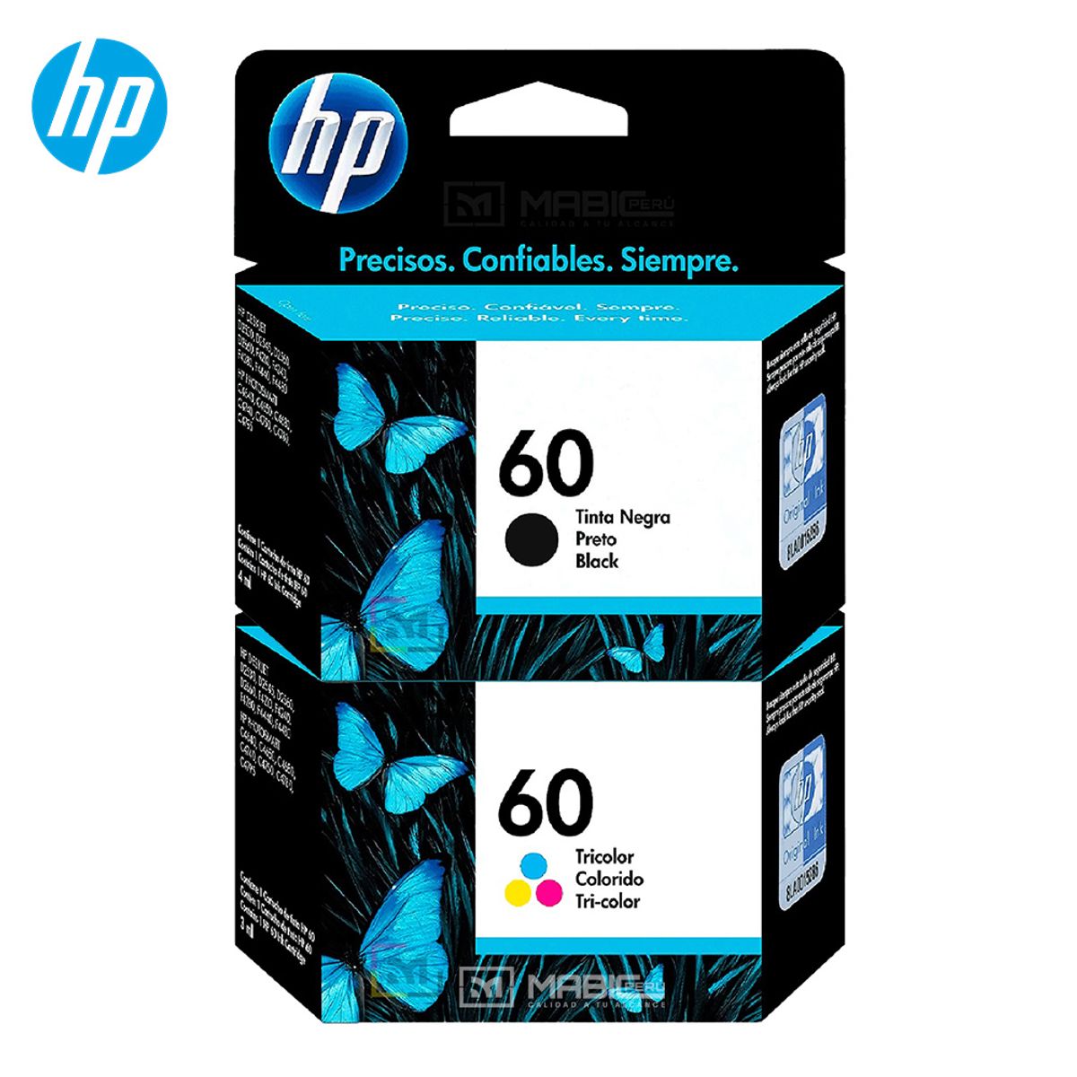 HP - Pack Tinta HP 60 Negro Tricolor OfficeJet J4580 J4648 Original