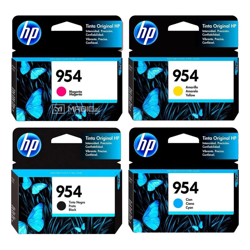 HP - Kit Tinta HP 954 Negro Cian Magenta Amarillo OfficeJet 7740 8210 8730 Original