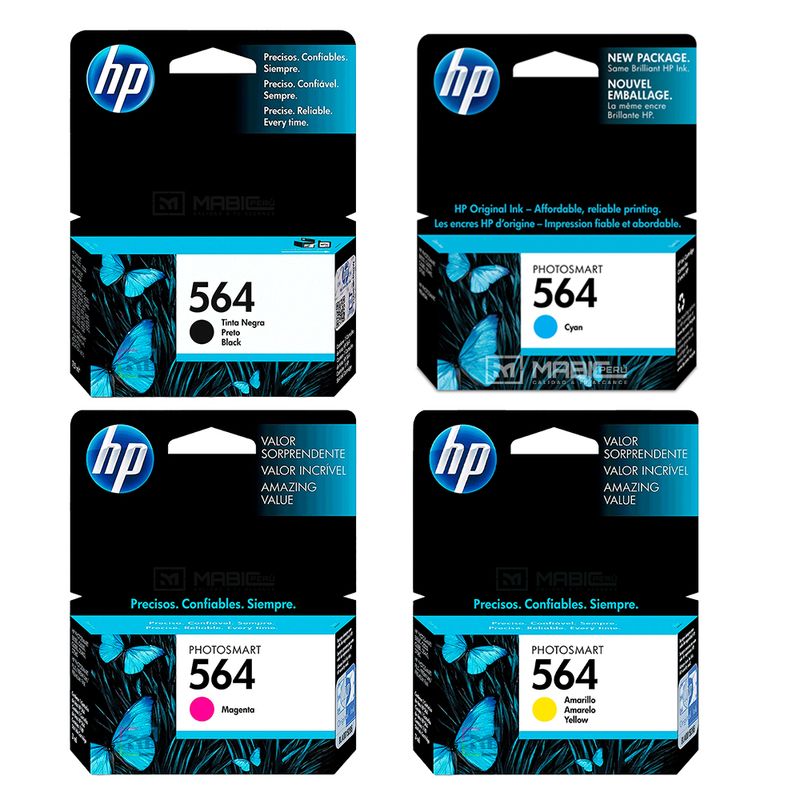 HP - Kit Tinta HP 564 Negro Cian Magenta Amarillo OfficeJet 3520  4622 7520 Original