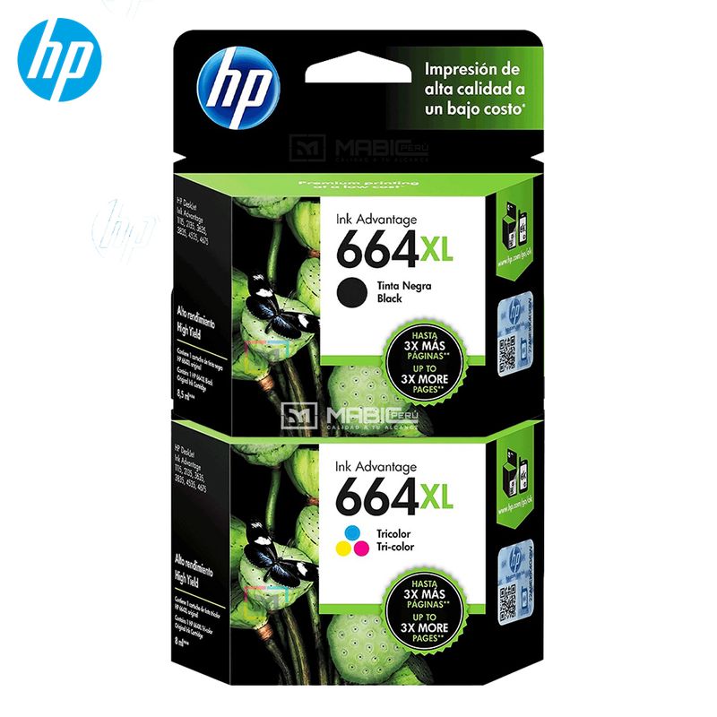 HP - Kit Tinta HP 664XL Negro Tricolor DeskJet 1115 2135 4535 4675 Original