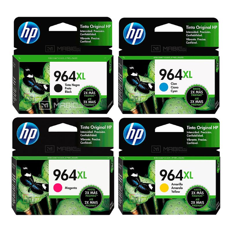 HP - Kit Tinta HP 964XL Negro Cian Magenta Amarillo OfficeJet 9010 9020 Original