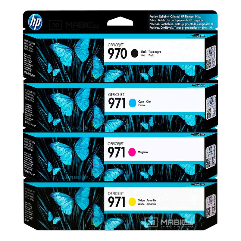HP - Kit Tinta HP 970 971 Negro Cian Magenta Amarillo OfficeJet X476DW X451DW Original