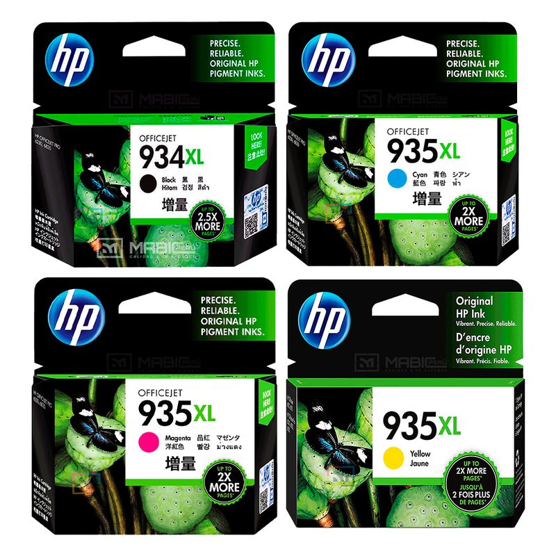 HP - Kit Tinta HP 934XL 935XL Negro Cian Magenta Amarillo OfficeJet 6320 6830 Original
