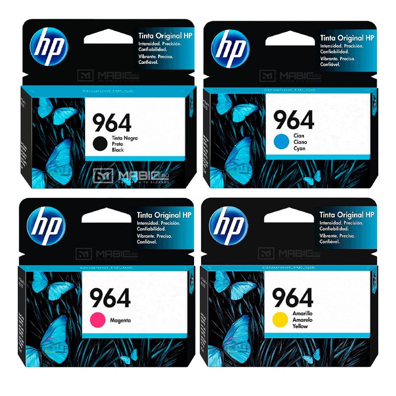HP - Kit Tinta HP 964 Negro Cian Magenta Amarillo OfficeJet 9010 9020 Original