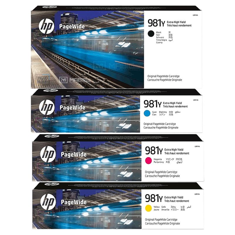 HP - Kit Tinta HP 981Y Negro Cian Magenta Amarillo PageWide 556dn 586dn Original
