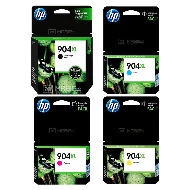 HP - Kit Tinta HP 904XL Negro Cian Magenta Amarillo OfficeJet 6950  6970 Original