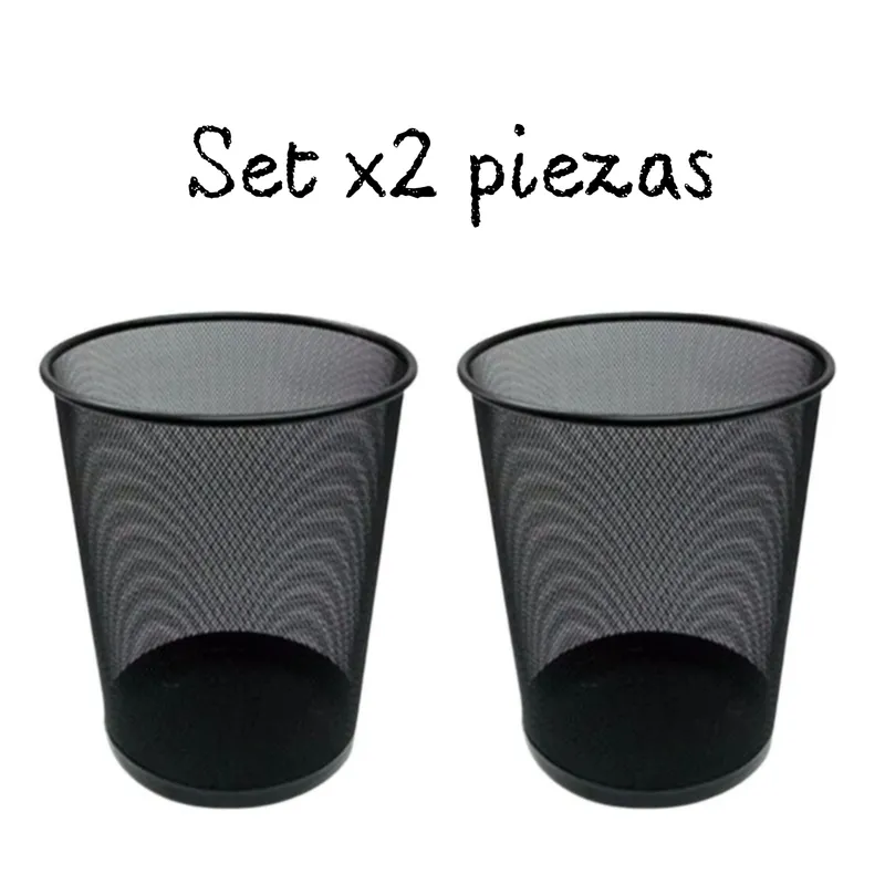GENERICO - PAPELERA  X2 UND TACHO DE OFICINA METALICO EN NEGRO