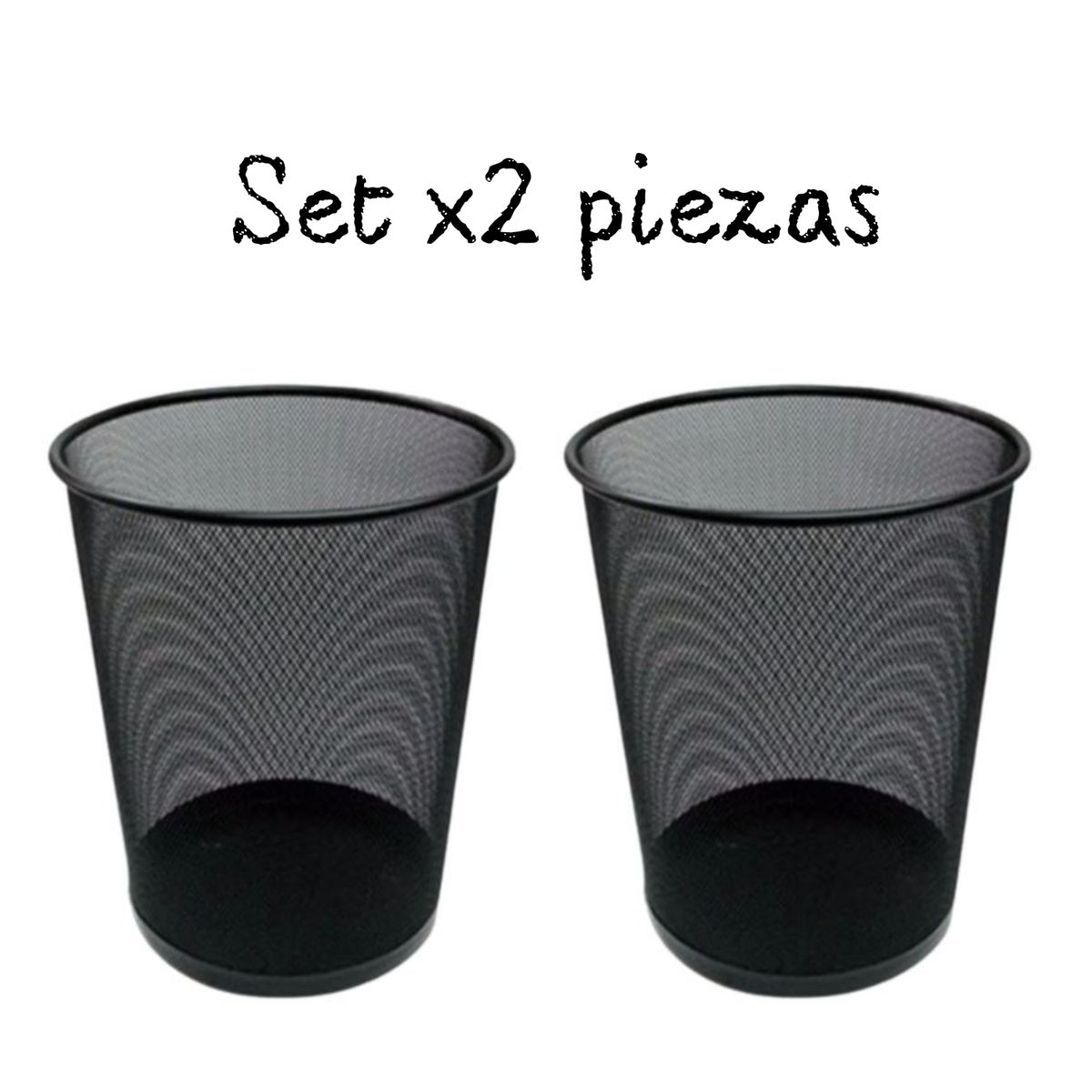 GENERICO - Tacho de Basura X 2 UND Papelera para Oficina Negro