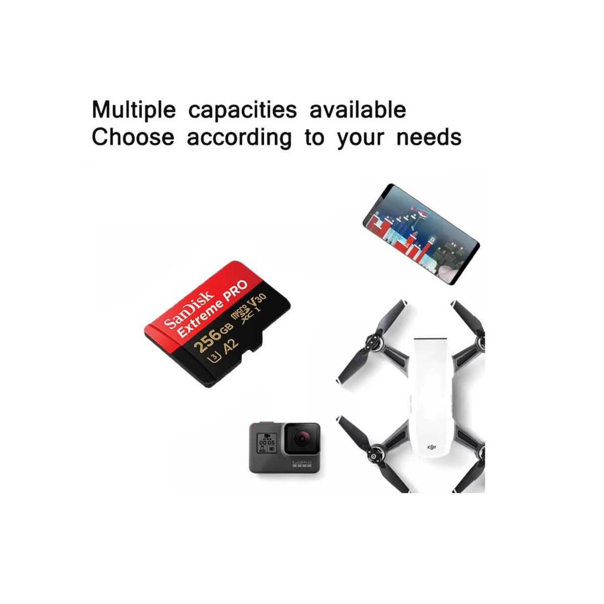 SANDISK - Memoria Micro SD Extreme PRO A2 256GB 200Mbps Sandisk Gopro