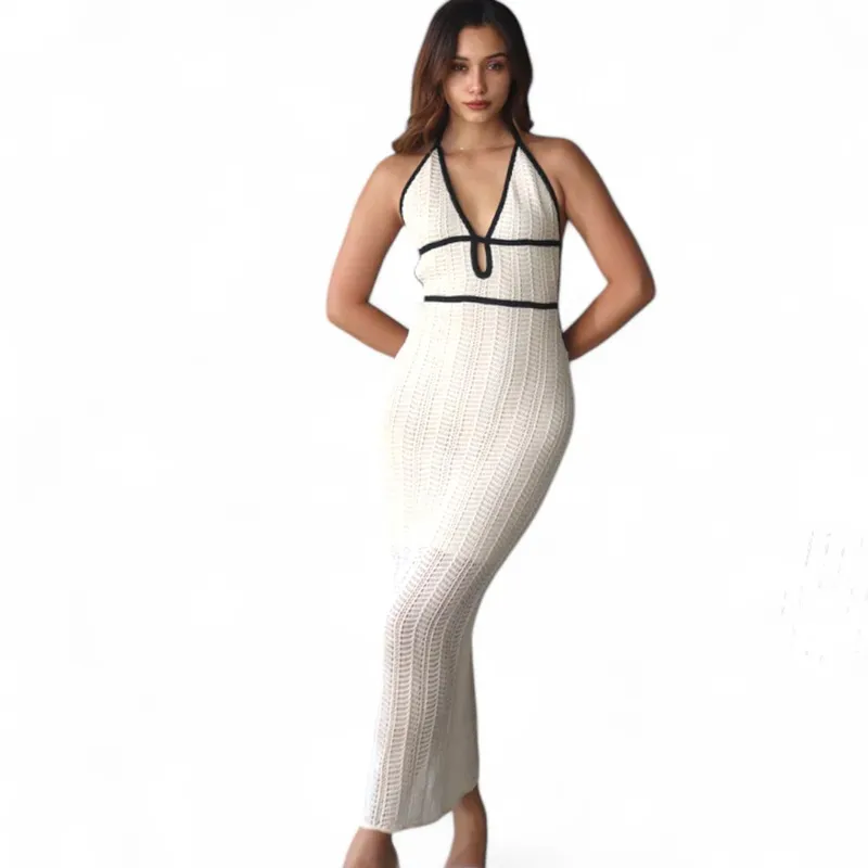 GENERICO - Vestido Hilo Tacto Algodon Malla Falda 127G Bra-33 Color Hueso