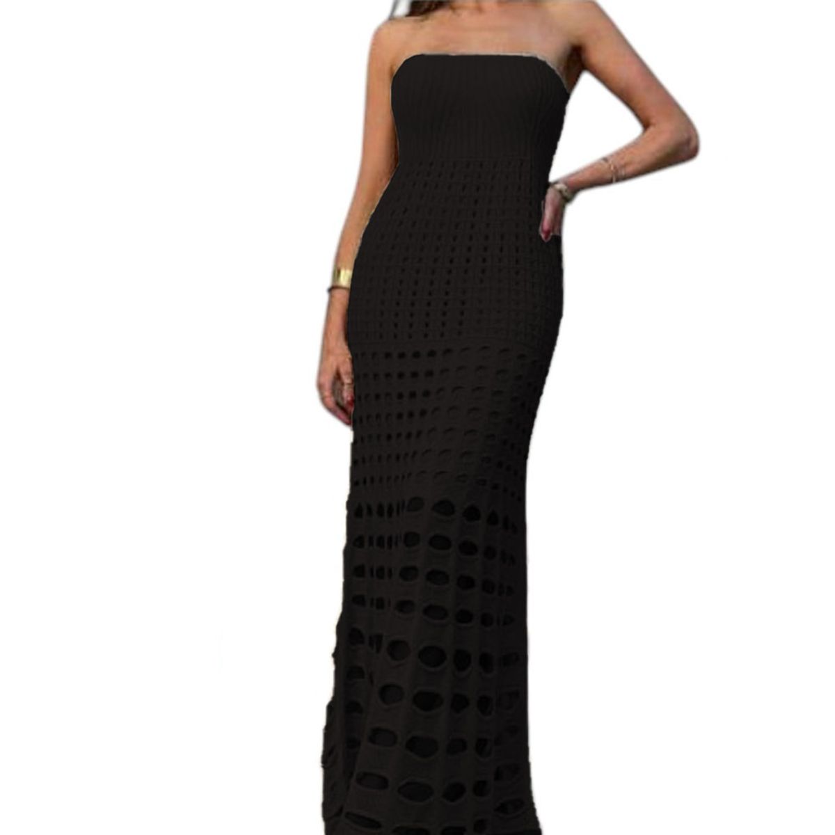 GENERICO - Vestido Mujer Hilo Maxi Bombas G359-35 Color Negro