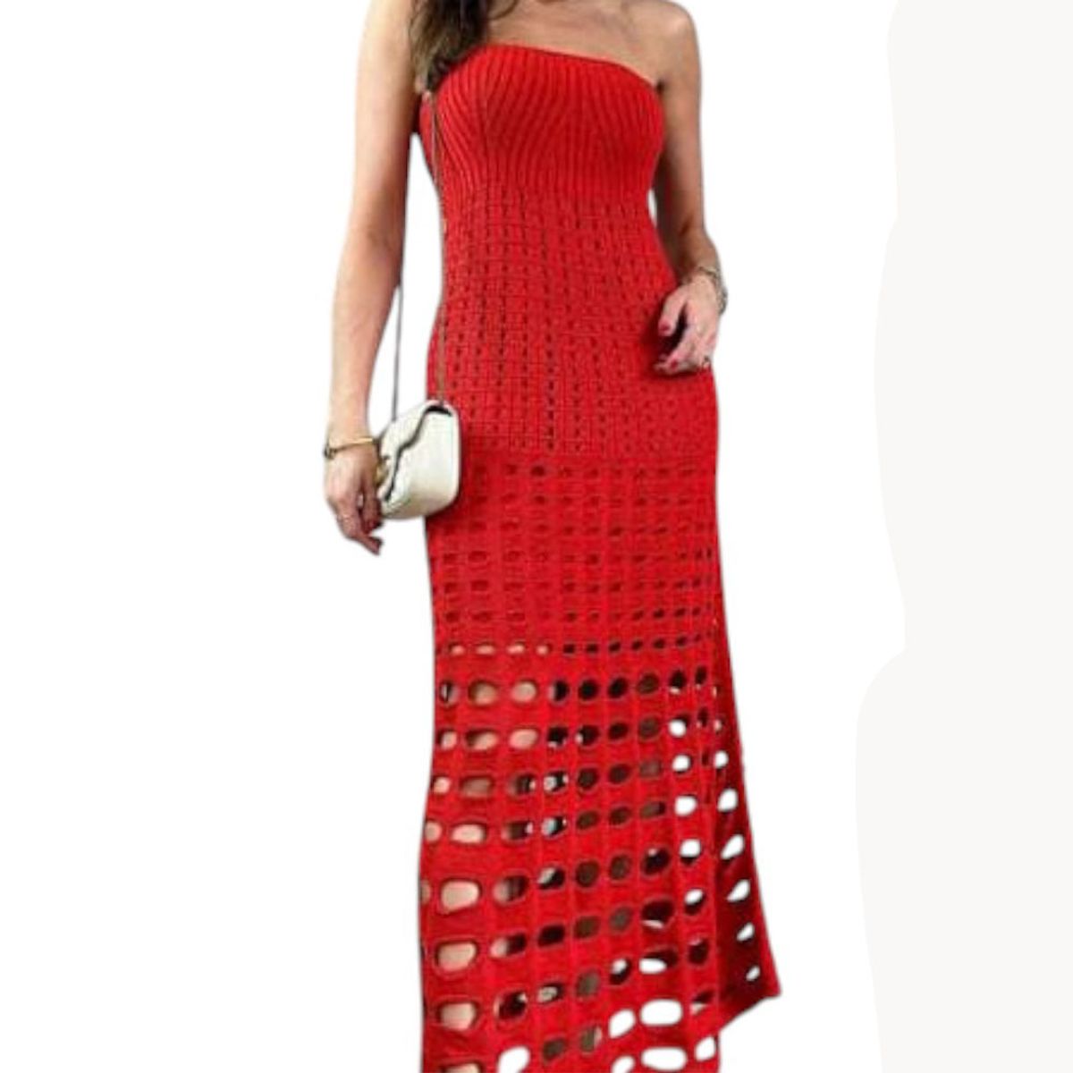 GENERICO - Vestido Mujer Hilo Maxi Bombas G359-35 Color Rojo