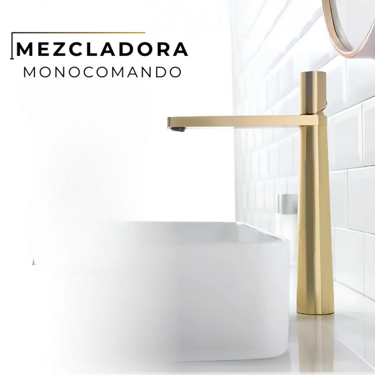 FRATELLI - MEZCLADORA MONOCOMANDO DE LAVATORIO ALTO GESSI BRONCE DORADO