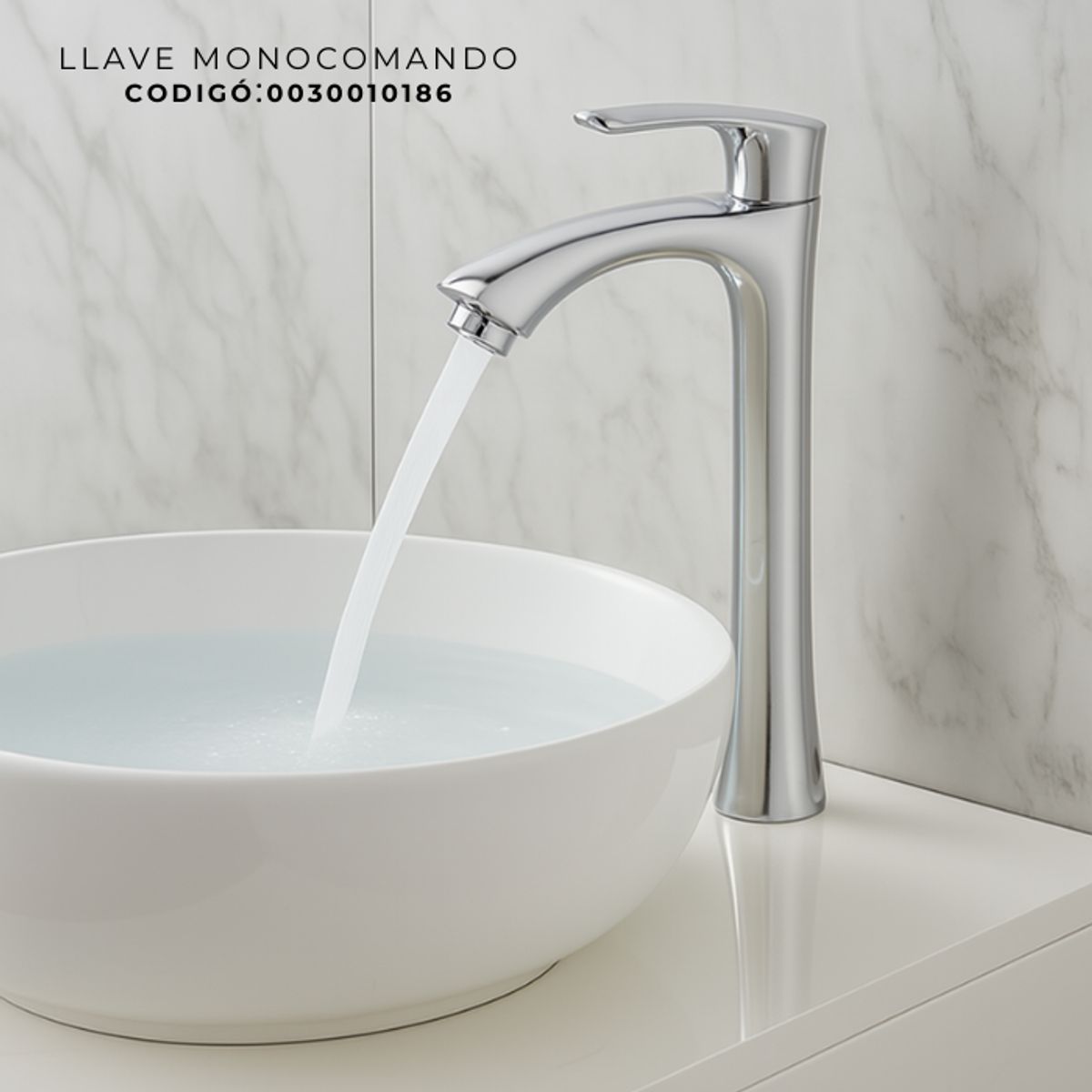 FRATELLI - LLAVE MONOCOMANDO ALTO DE LAVATORIO CROMADO FLORIDA AGUA FRIA
