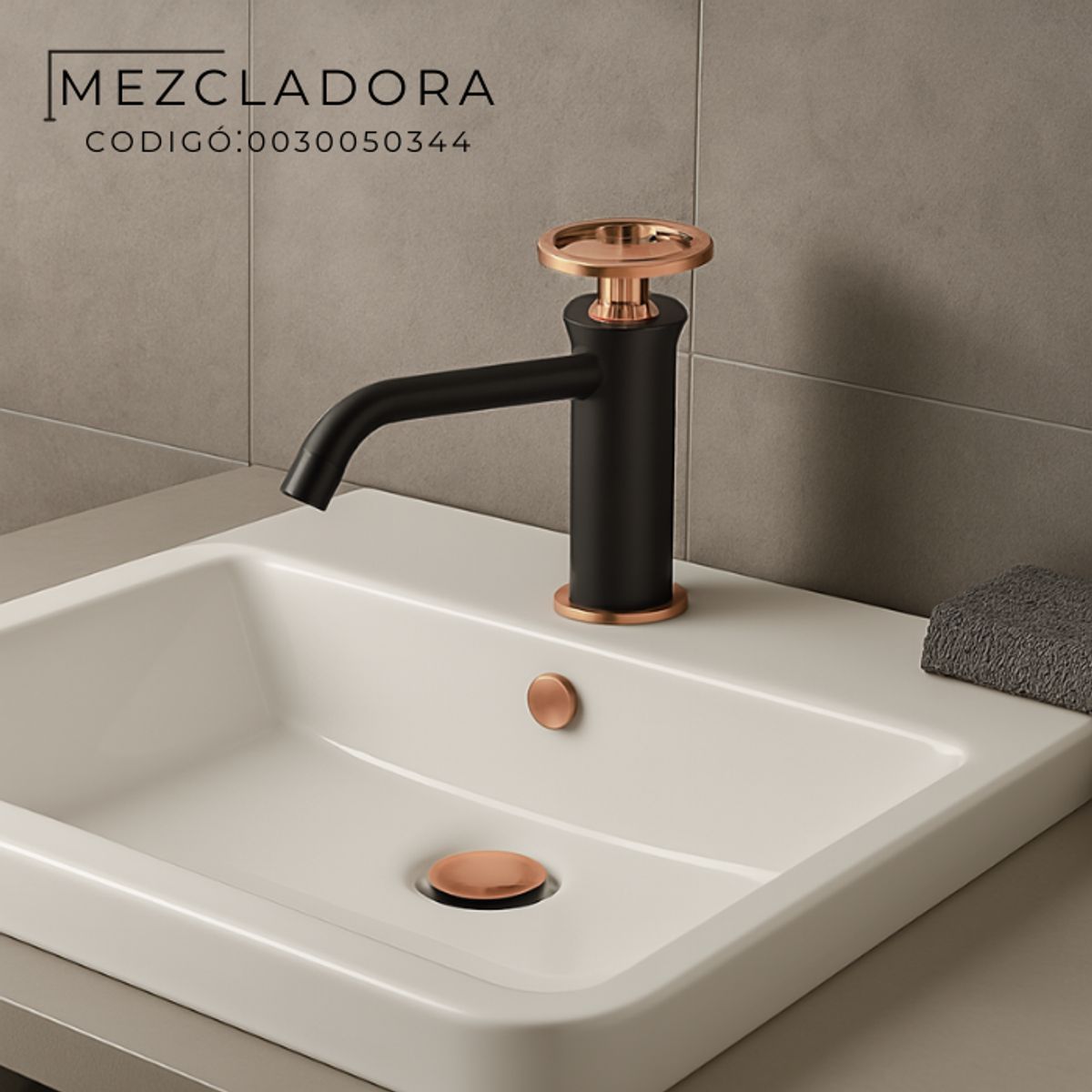 FRATELLI - MEZCLADORA MONOCOMANDO BAJO PARA LAVATORIO RIO SERIES DORADO ROSA & NEGRO