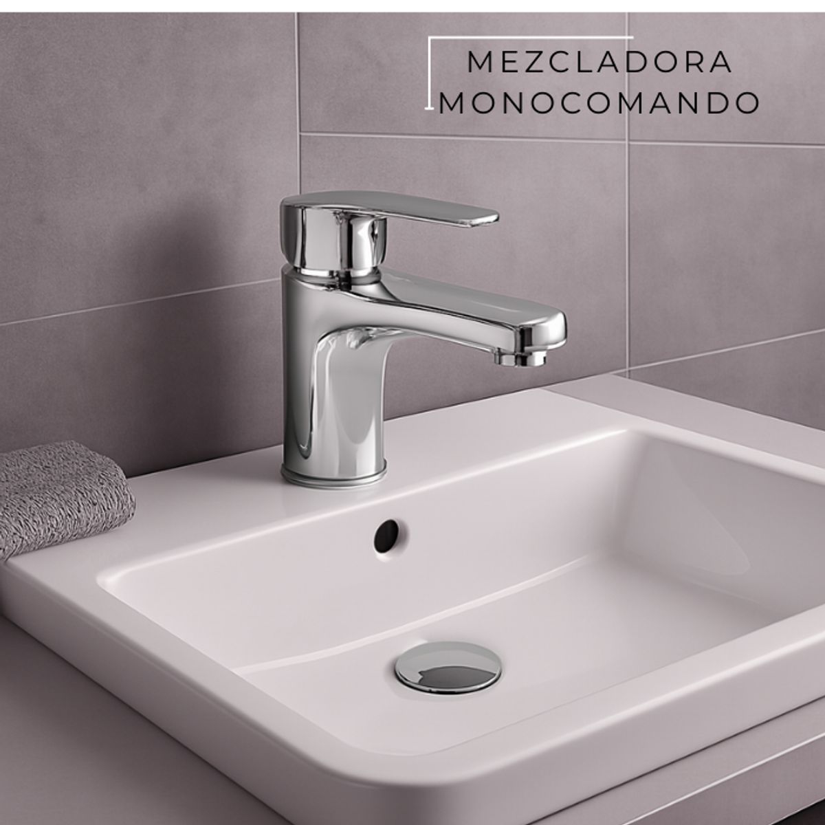 GENERICO - MEZCLADORA MONOCOMANDO DE LAVATORIO OVALADO BAJO