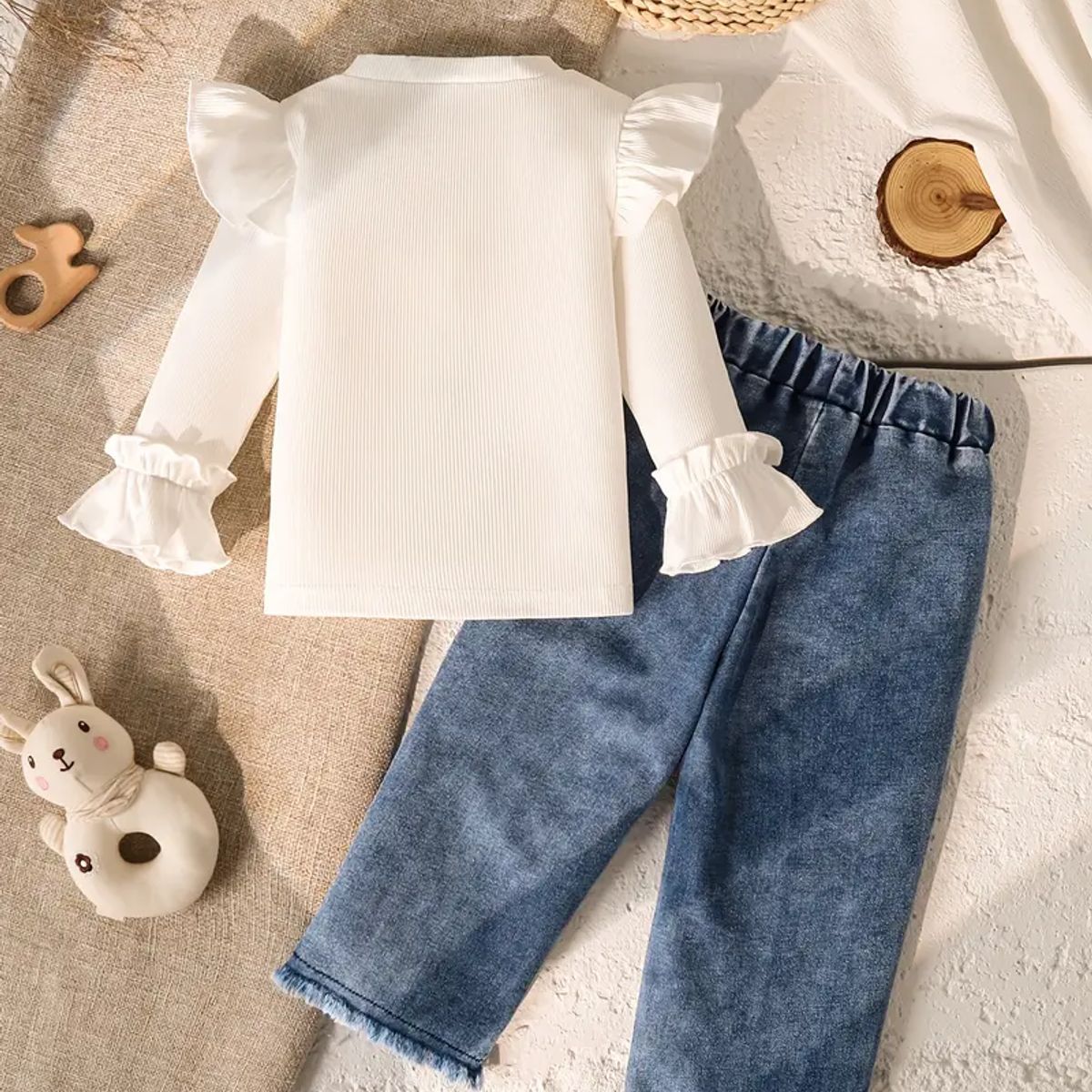 GENERICO - Blusa manga larga de flores y pantalón para bebés y niñas