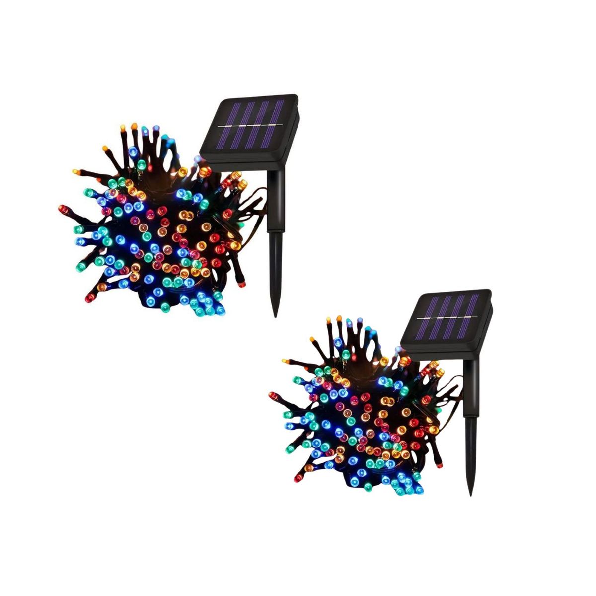 GENERICO - Luces Con Panel Solar De 10 Metros Multicolor x 2 Unidades