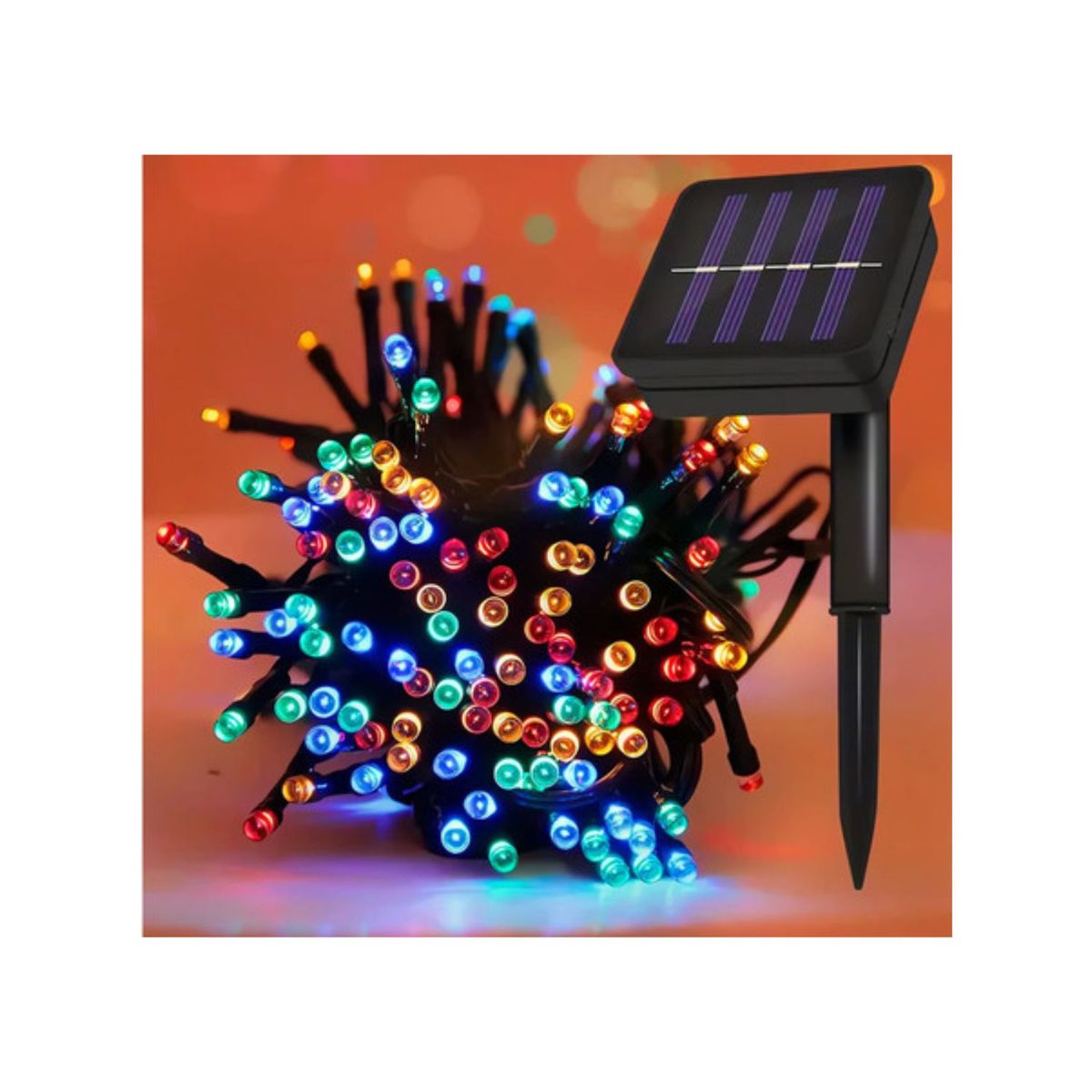 GENERICO - Luces Con Panel Solar De 10 Metros Multicolor x 2 Unidades