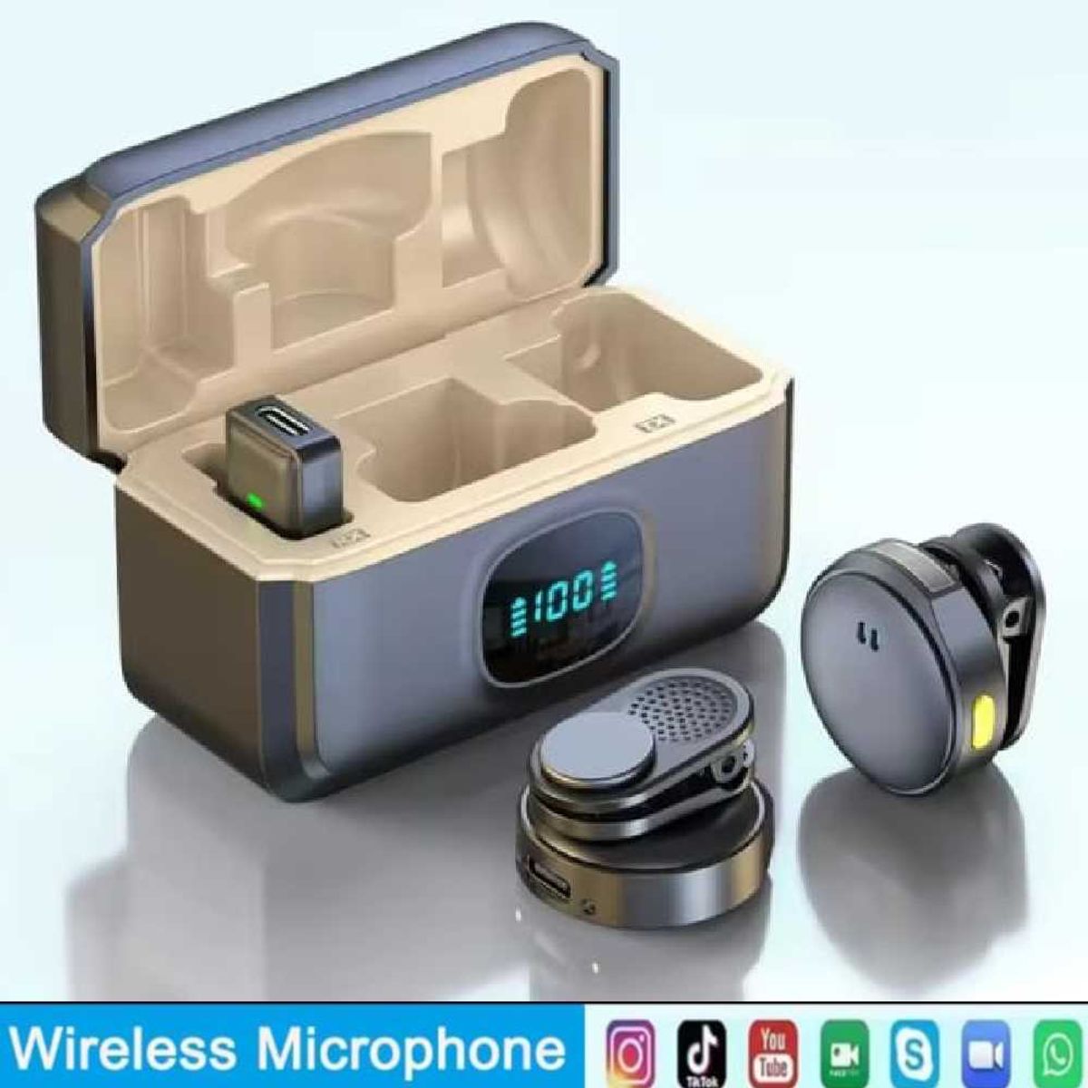 GENERICO - Microfono Solapero Doble Tipo C Iphone Recargable Cancelacion de Ruido