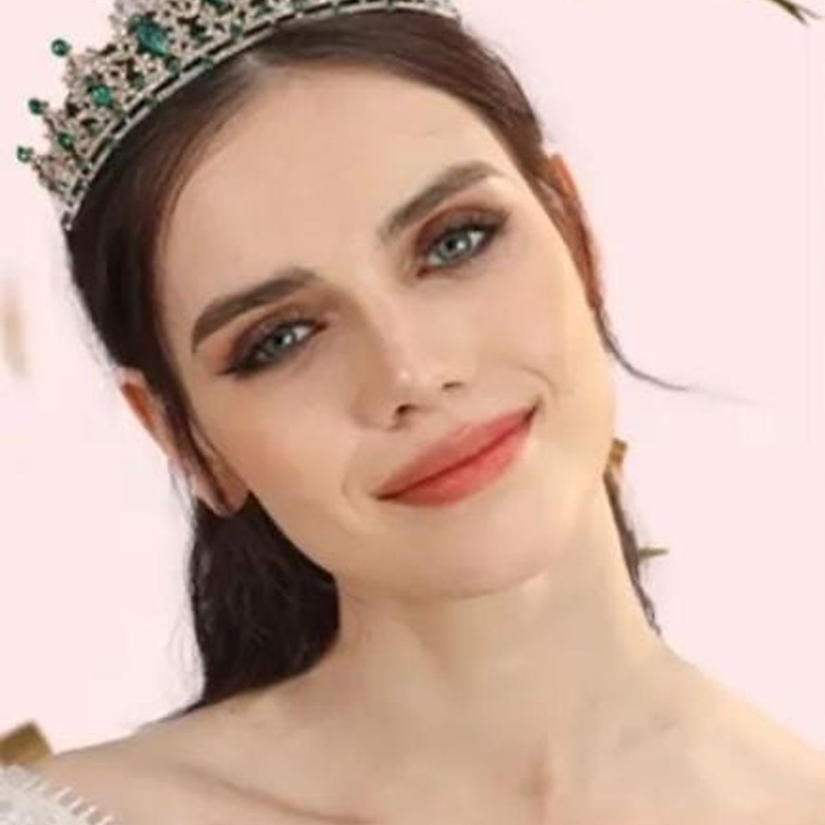 GENERICO - Tiara Clásica Corona Verde y Dorado