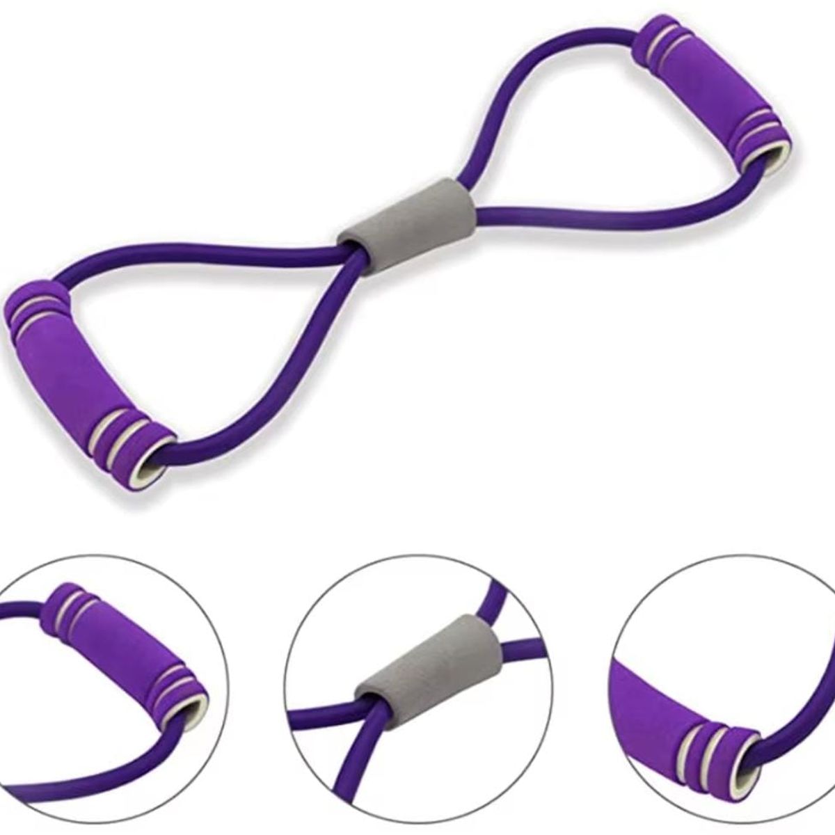 MORITA BAG STORE - BANDAS DE RESITENCIA 8 HILOS CON MANGOS DE ESPUMA YOGA COLOR MORADO