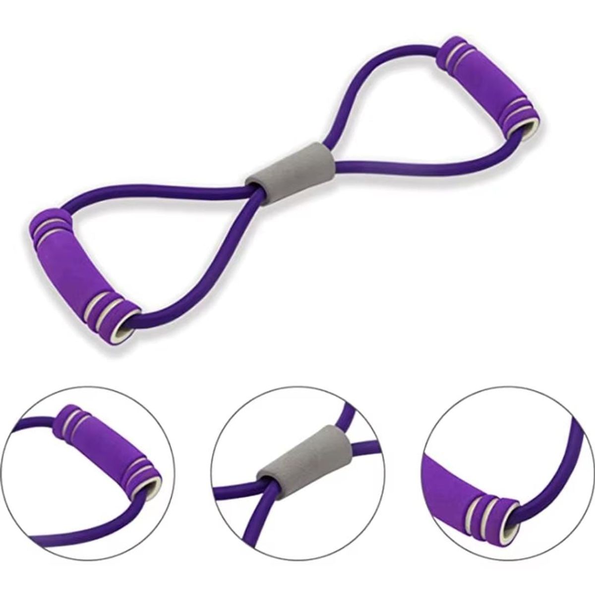MORITA BAG STORE - BANDAS DE RESITENCIA 8 HILOS CON MANGOS DE ESPUMA YOGA COLOR MORADO